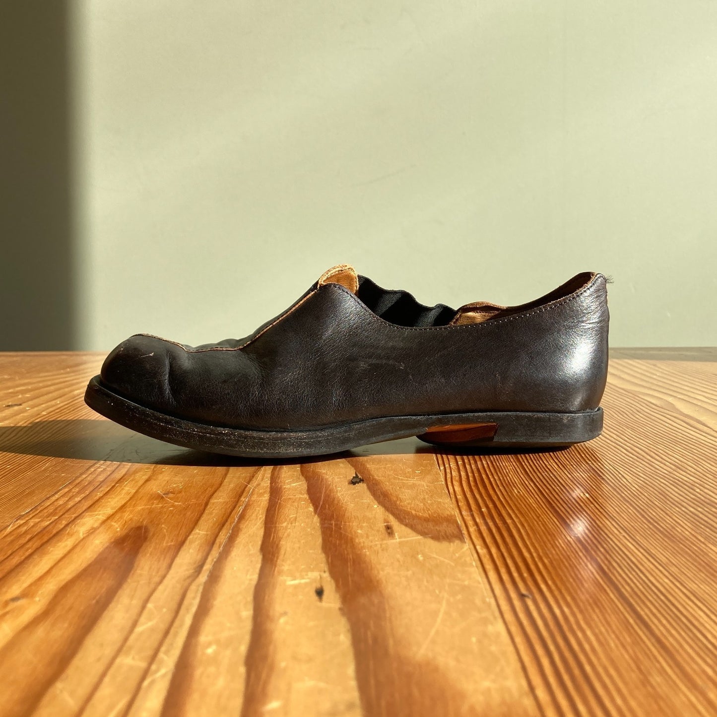 37 / 6.5 - Cydwoq Dark brown Leather Square Toed Handmade Slip On Shoes 0816TB