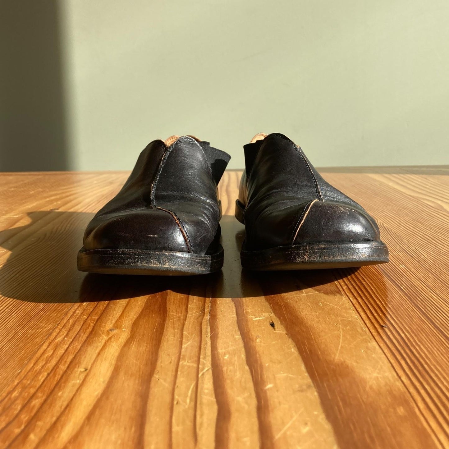 37 / 6.5 - Cydwoq Dark brown Leather Square Toed Handmade Slip On Shoes 0816TB