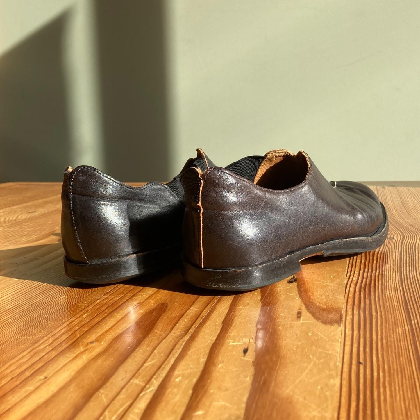 37 / 6.5 - Cydwoq Dark brown Leather Square Toed Handmade Slip On Shoes 0816TB