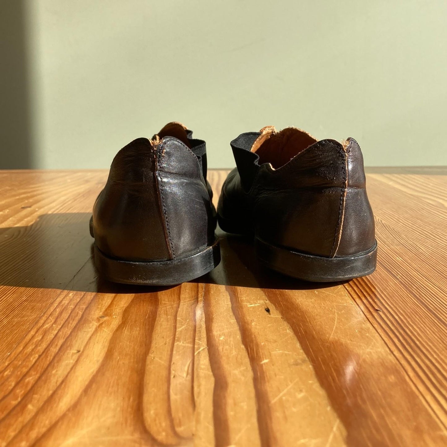 37 / 6.5 - Cydwoq Dark brown Leather Square Toed Handmade Slip On Shoes 0816TB