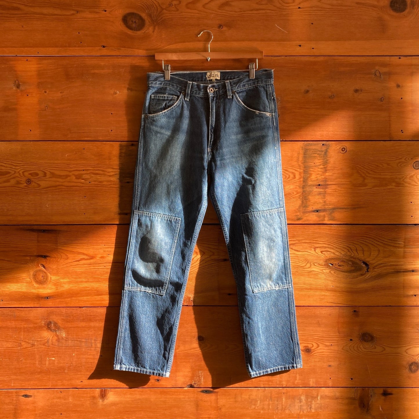 30 - Hey Gang Dark Wash Denim Reinforced Knees Straight Leg Jeans 0816TB