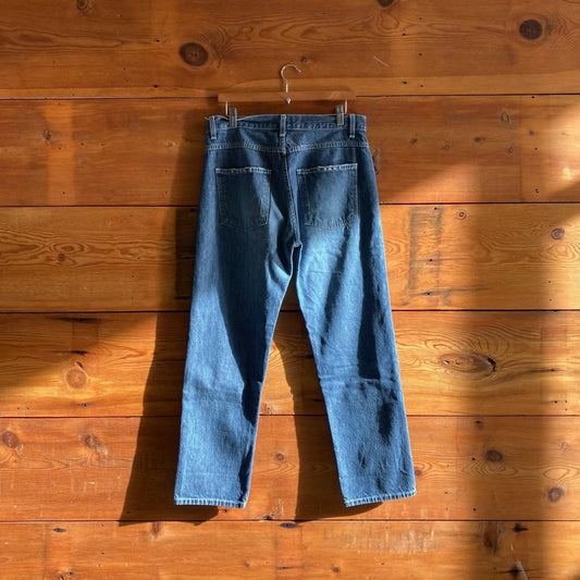 30 - Hey Gang Dark Wash Denim Reinforced Knees Straight Leg Jeans 0816TB