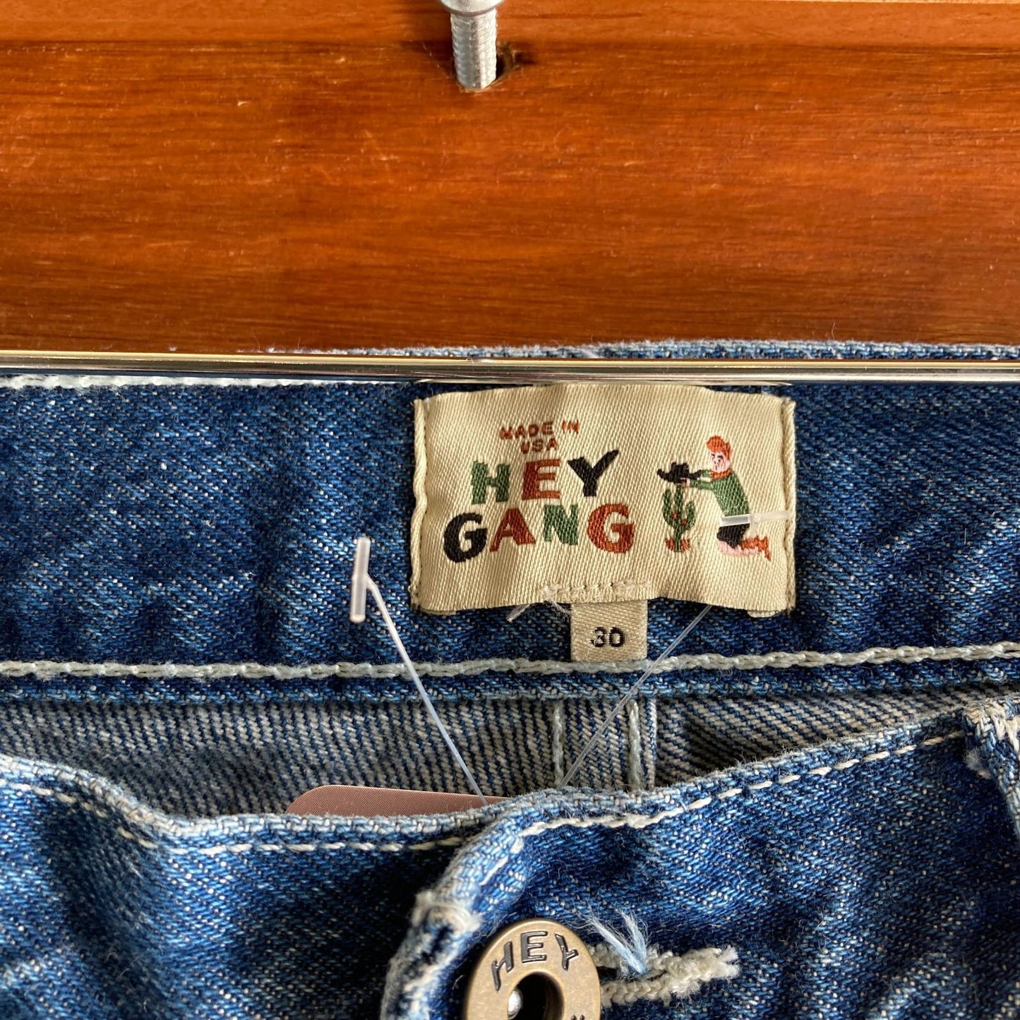 30 - Hey Gang Dark Wash Denim Reinforced Knees Straight Leg Jeans 0816TB