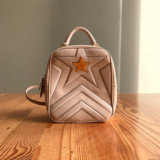 Stella McCartney $950 Ivory Star Vegan Leather Mini Backpack Bag *flaws 1030SF