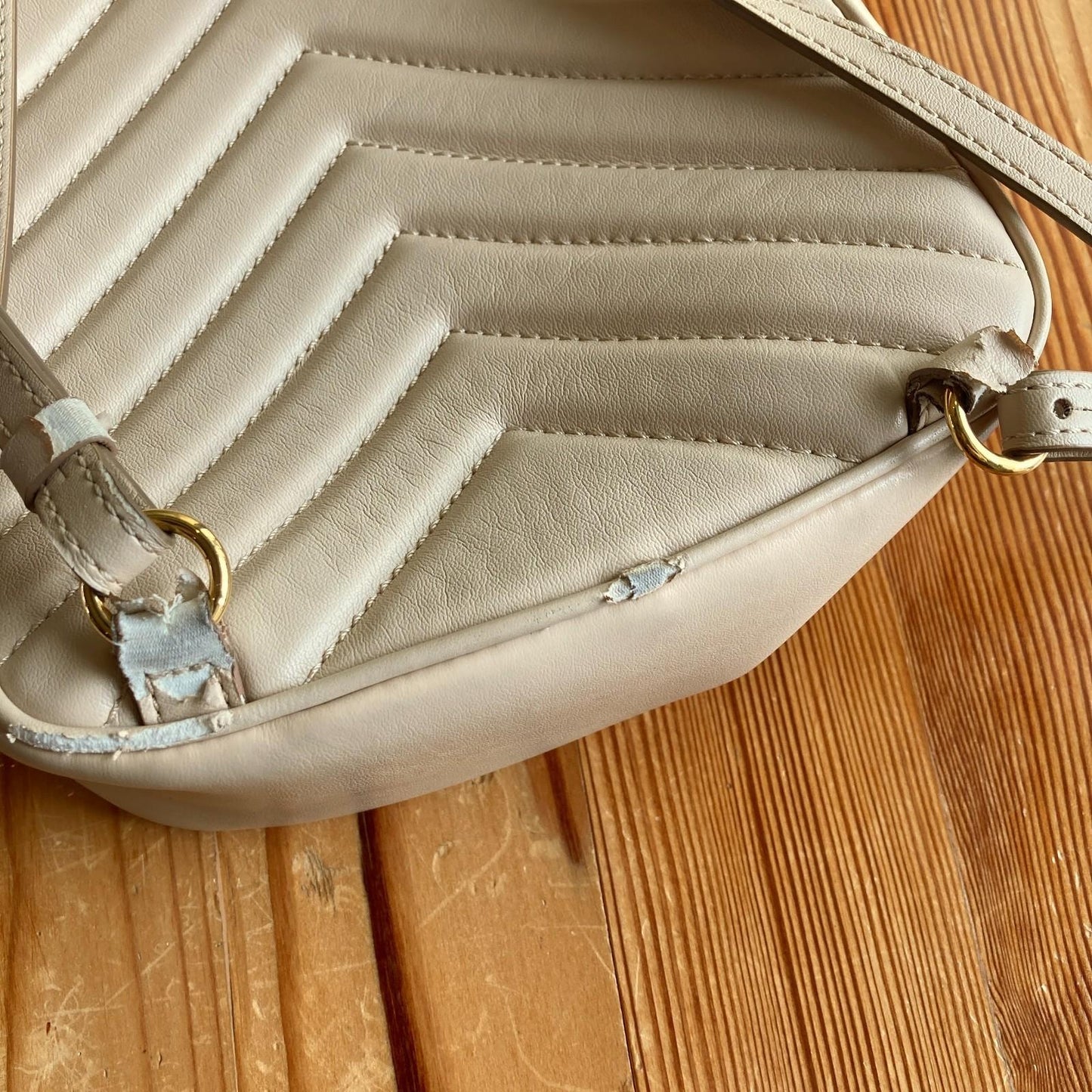 Stella McCartney $950 Ivory Star Vegan Leather Mini Backpack Bag *flaws 1030SF