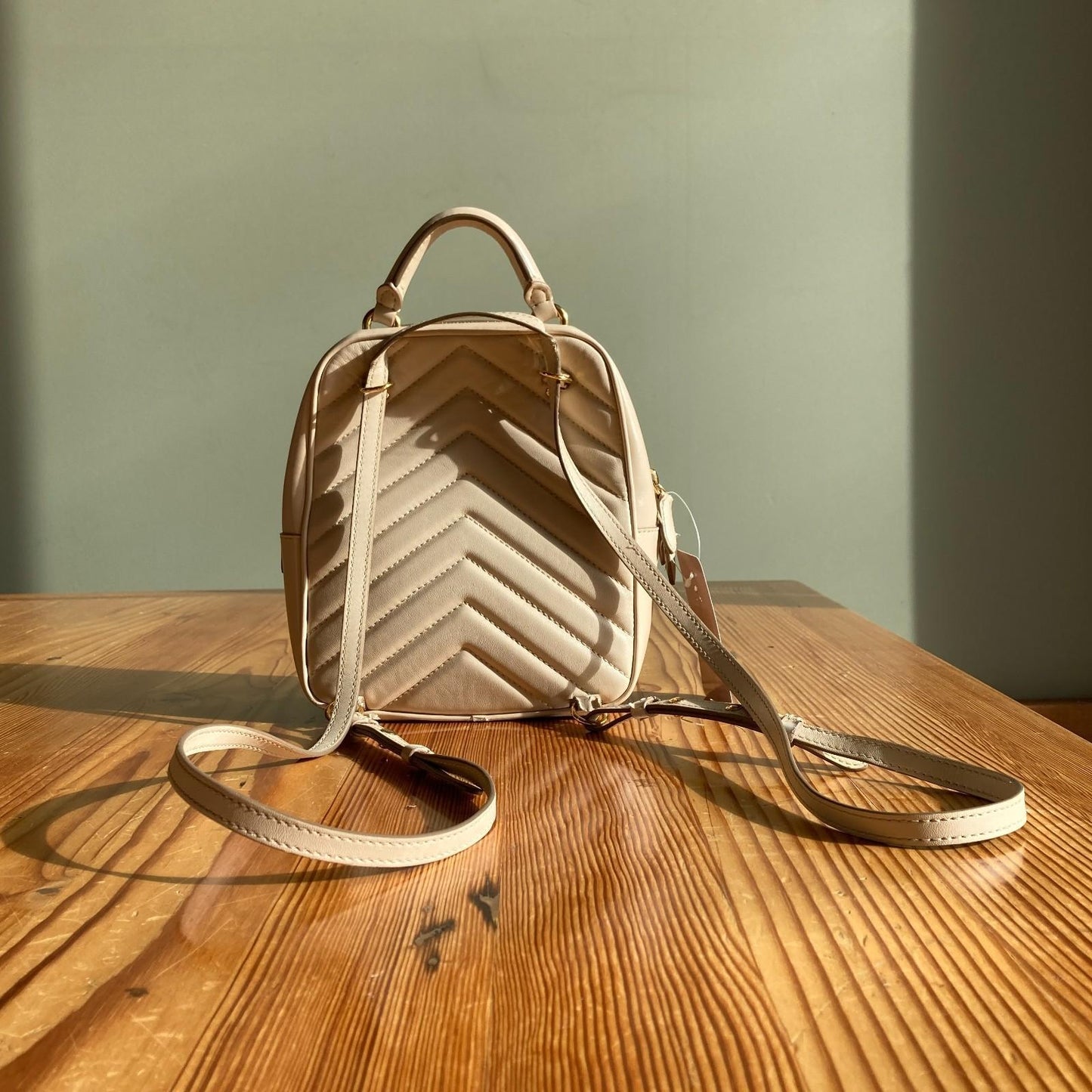 Stella McCartney $950 Ivory Star Vegan Leather Mini Backpack Bag *flaws 1030SF