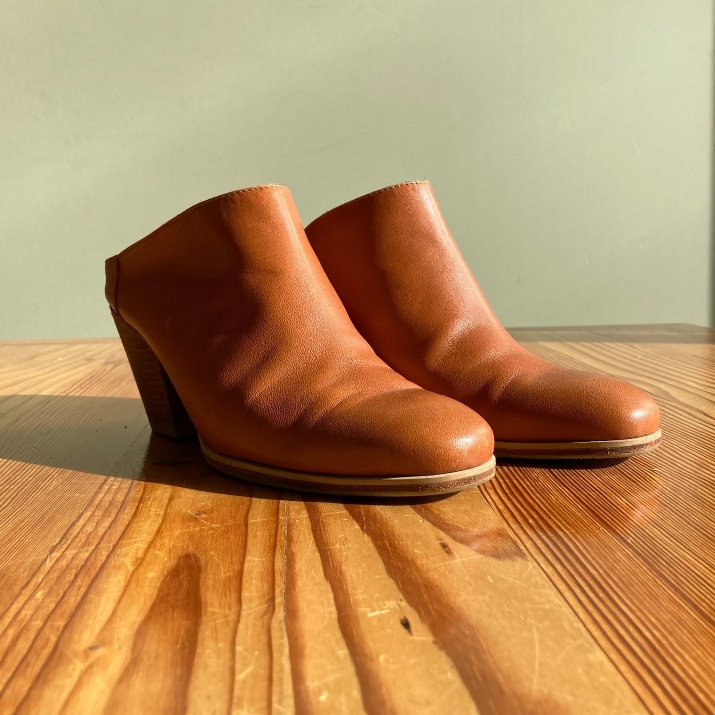 9 - Rachel Comey Cognac Brown Leather Mars Mule Bootie Shoes 0504AK