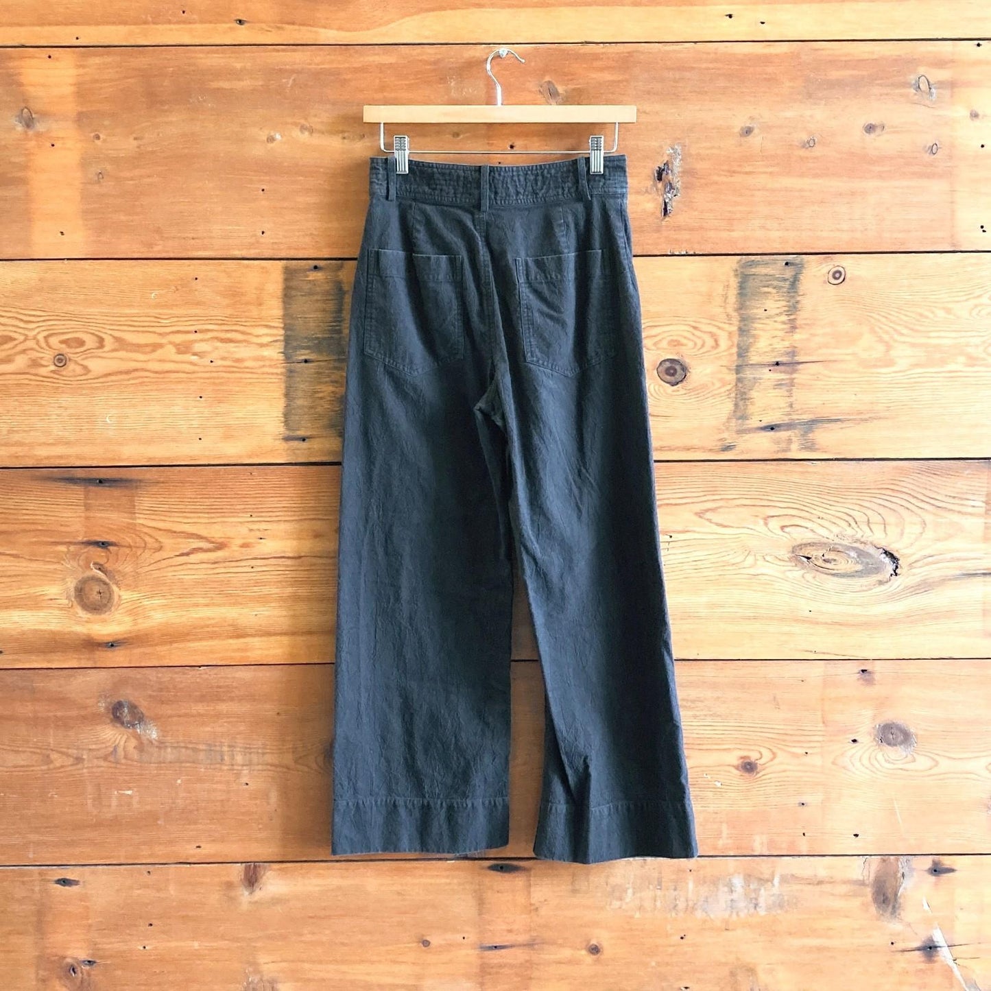 2 - Apiece Apart $325 Black Cotton Wide Leg Merida Trouser Pants 3333MC