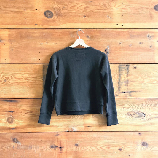 M - Frank & Eileen $188 Black Boyfriend Crew Neck Pullover Sweatshirt 0120SC
