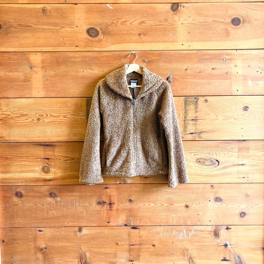 M - Patagonia Brown Synchilla Curly Q Sherpa Fleece Fuzzy Faux Fur Jacket 3333MC