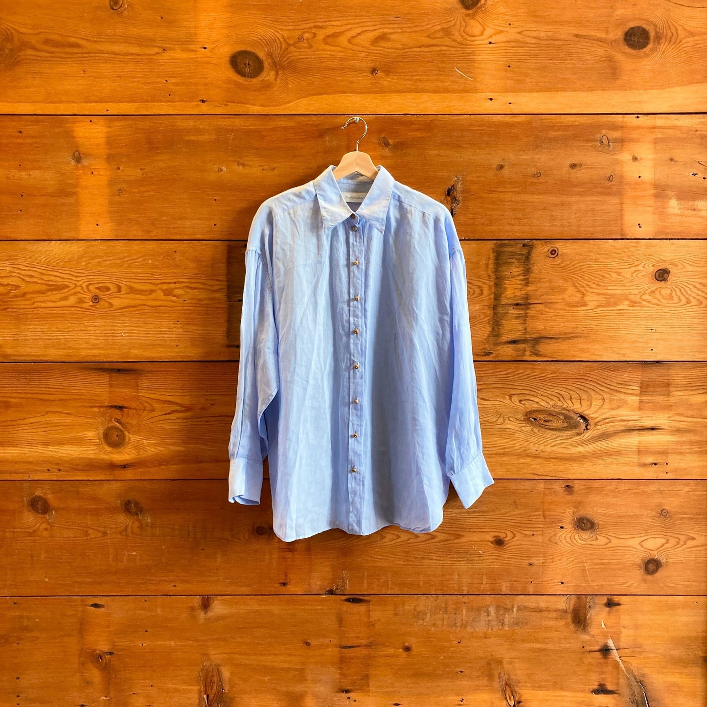 2 / M - Zimmerman Blue Semi Sheer Button Front Long Sleeve Tama Shirt 0419NR