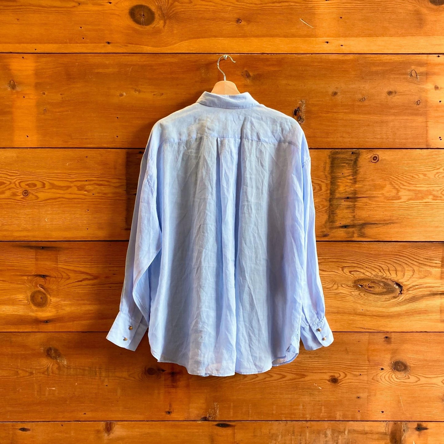 2 / M - Zimmerman Blue Semi Sheer Button Front Long Sleeve Tama Shirt 0419NR