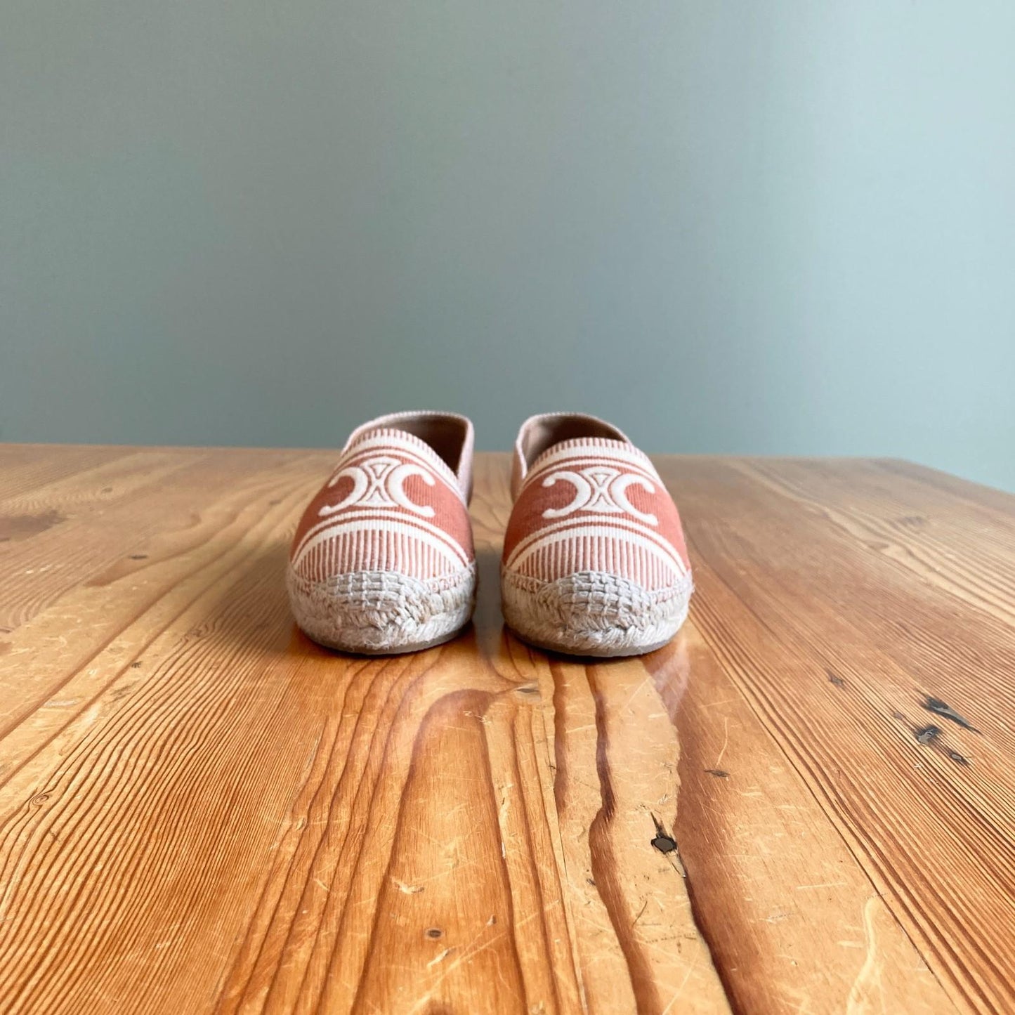 39 / 8.5 - Celine Brown Tan Triomphe Espadrilles Slip On Shoes w/ Box 0419NR