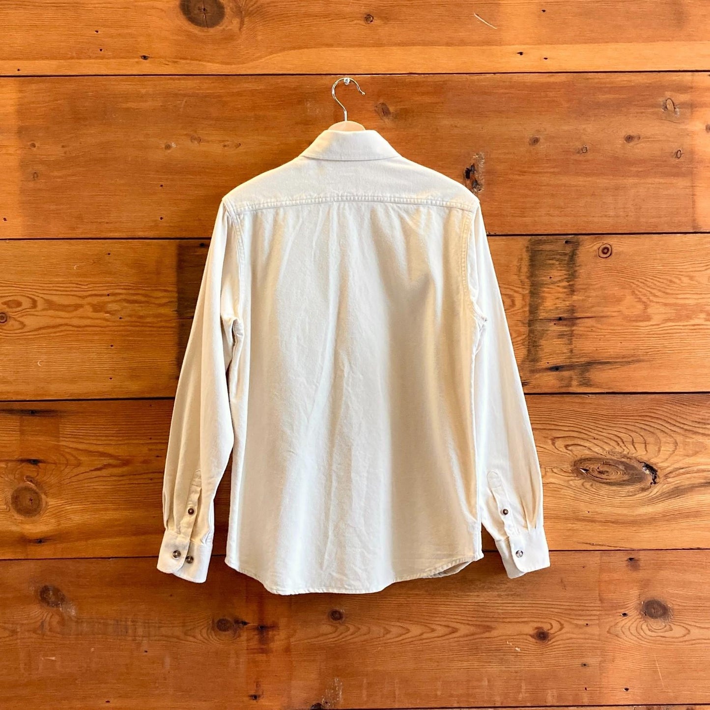 S - Schott Bros. Cream Button Front Long Sleeve Hand Crafted Shirt Top 0419NR