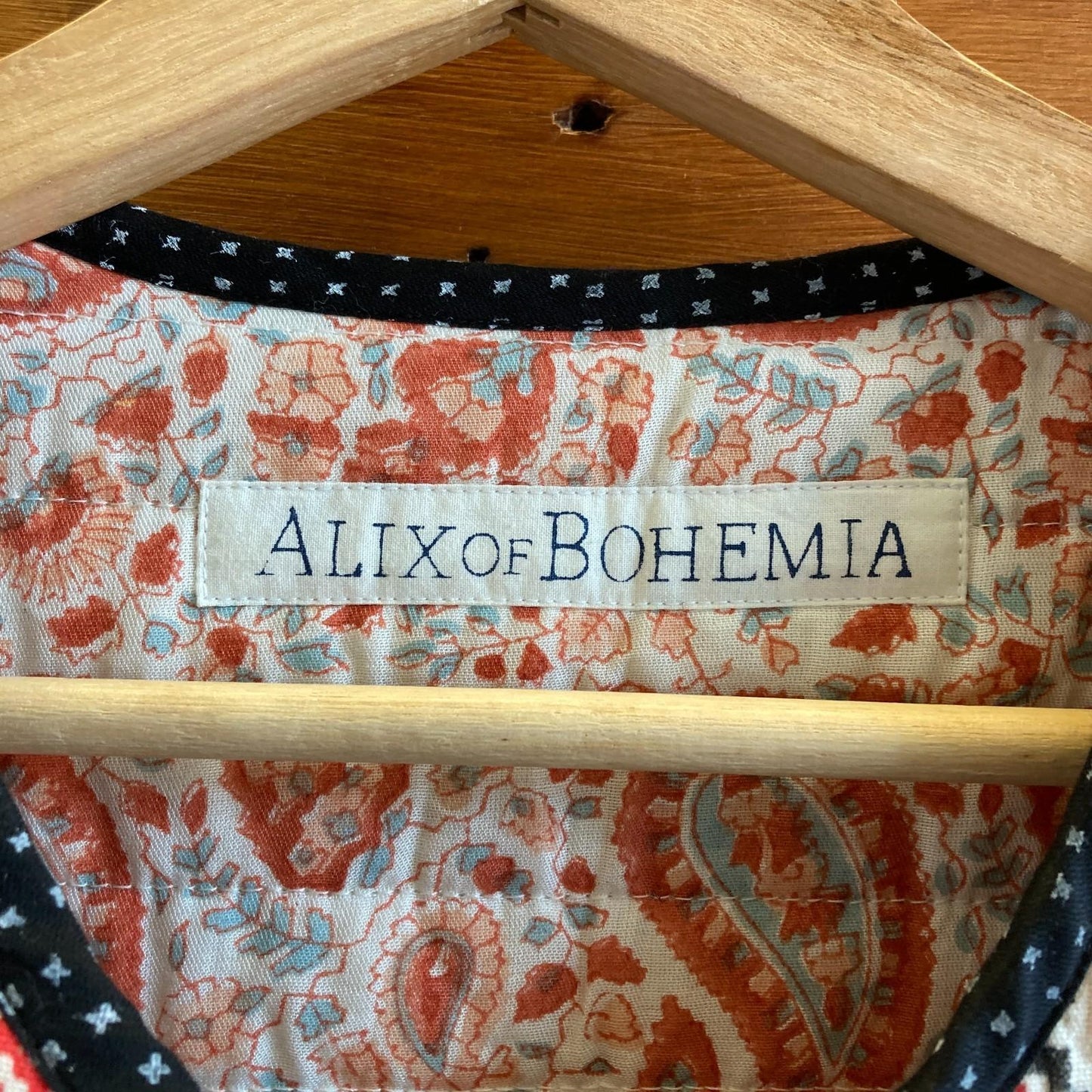 M - Alix of Bohemia Red Patterned Hand Painted Quilted Blanket Jacket 0419NR