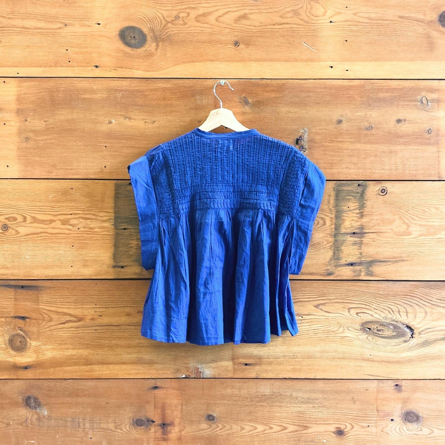 40 / L - Isabel Marant Blue NEW Leaza Short Sleeve Peasant Blouse Top 0419NR