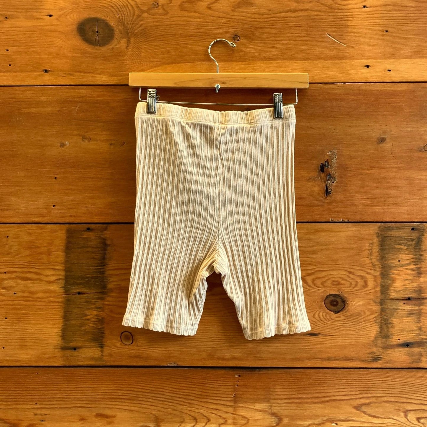 S - Rudy Jude Beige Tan Pointelle Knit Elastic Waist Unisex Shorts 0312IG