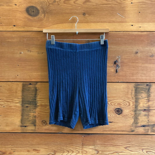 S - Rudy Jude Navy Blue Pointelle Knit Elastic Waist Unisex Shorts 0312IG