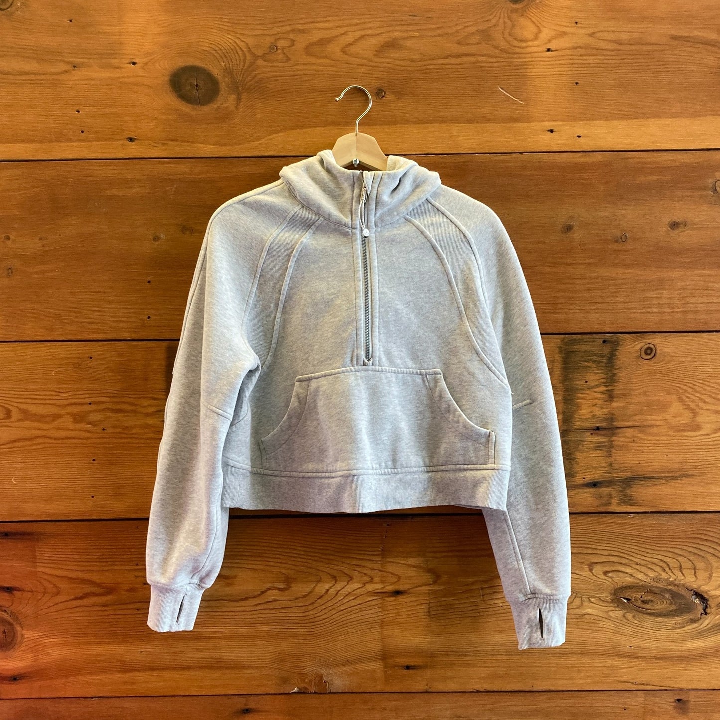 XS / S - Lululemon Gray Cropped Hooded Half Zip Scuba Hoodie Sweatshirt 0617RF