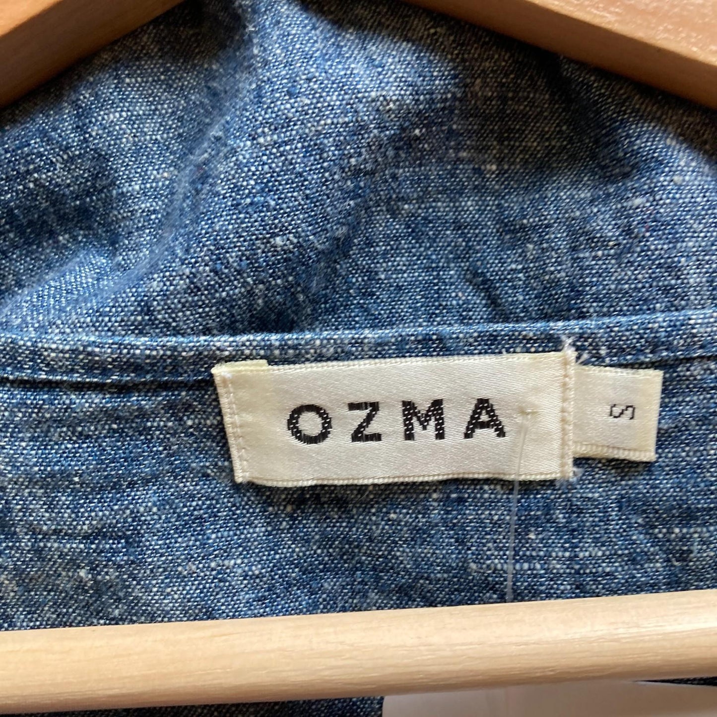 S - Ozma of California Blue Chambray Short Sleeve Hemp Blend Shift Dress 0312IG