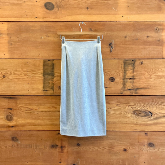 S - Sally LaPointe Heathered Gray Knit Wrap Tie Waist Pencil Skirt 1211ES