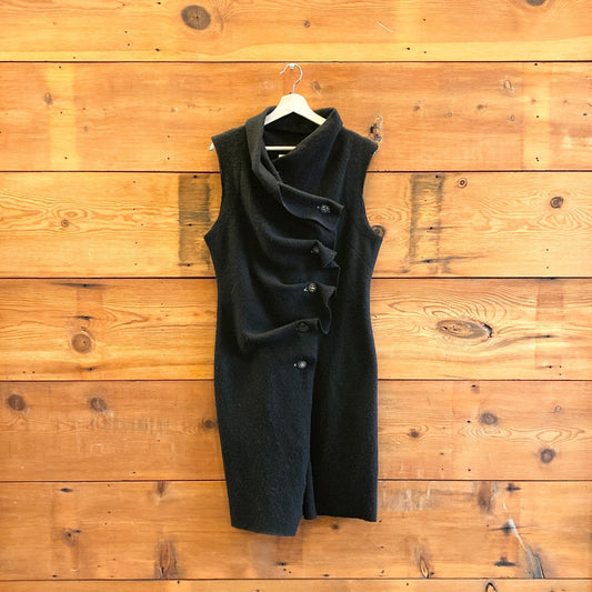 L - Gro a live Anthropologie Black Long Sleeveless Lagenlook Vest Sweater 0530JF
