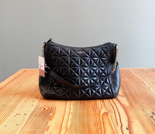 Kate Spade Black Whitaker Place Aurelia Quilted Leather Hobo Bag 0530JF