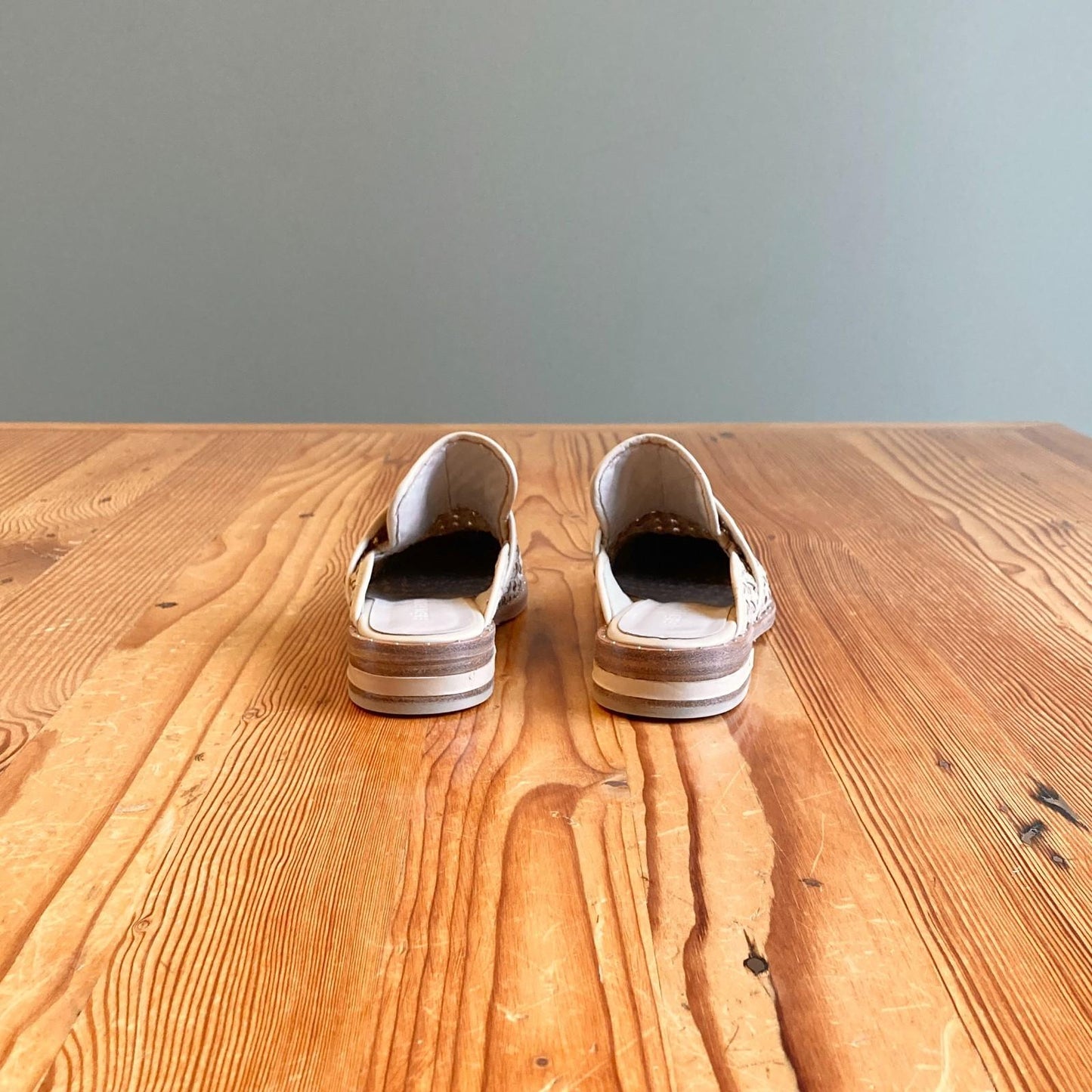 6 - Freda Salvador Nude Leather Keen Mules Womens Slip On Shoes 0426JR