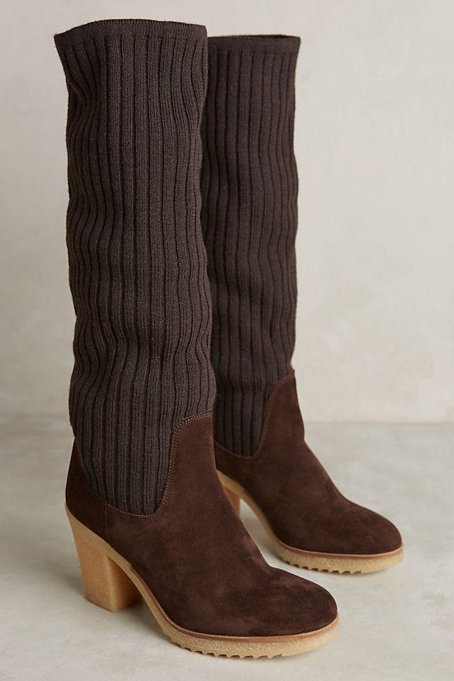 41 - Miss Albright Anthropologie Brown Slouchy Sweaterknit Boots 0530JF