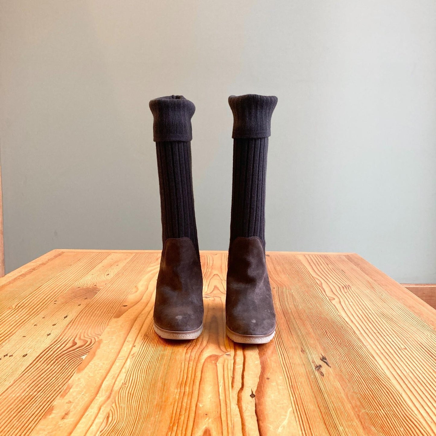 41 - Miss Albright Anthropologie Brown Slouchy Sweaterknit Boots 0530JF