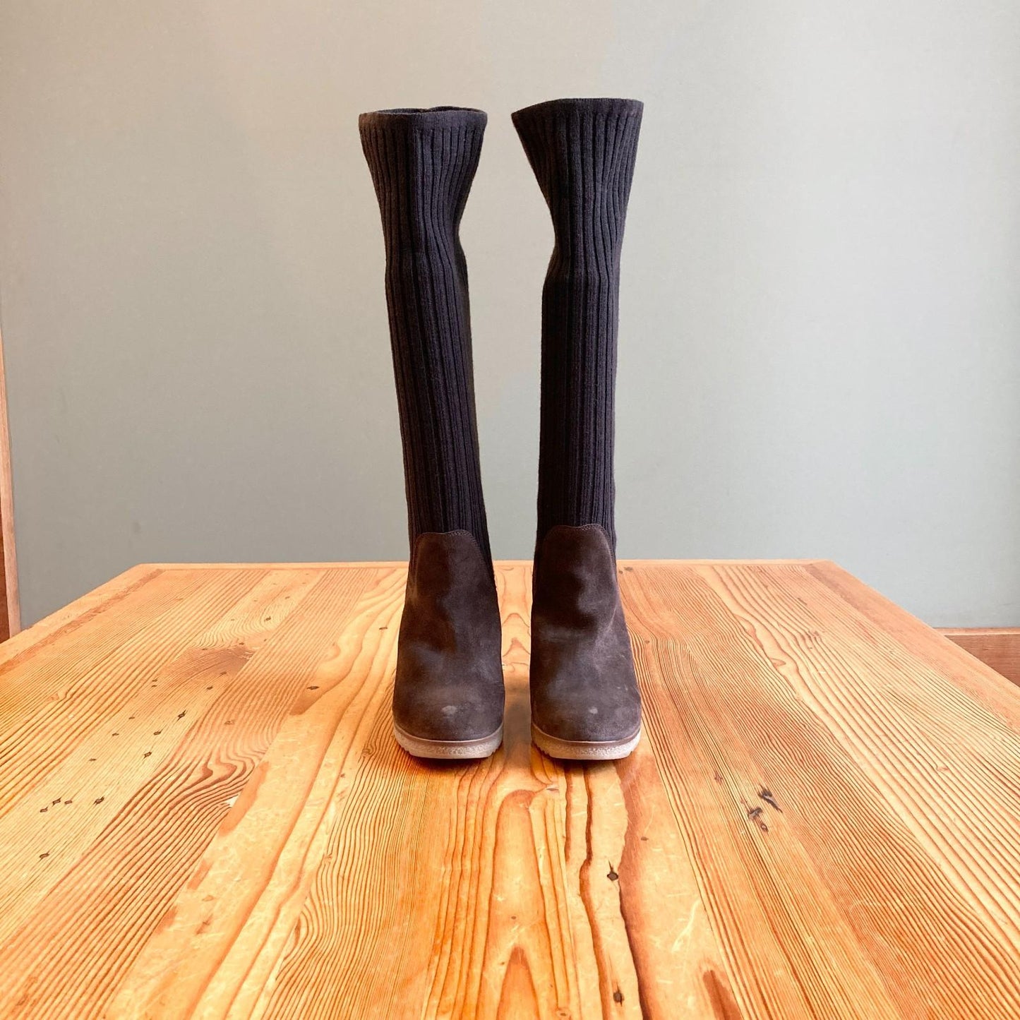 41 - Miss Albright Anthropologie Brown Slouchy Sweaterknit Boots 0530JF