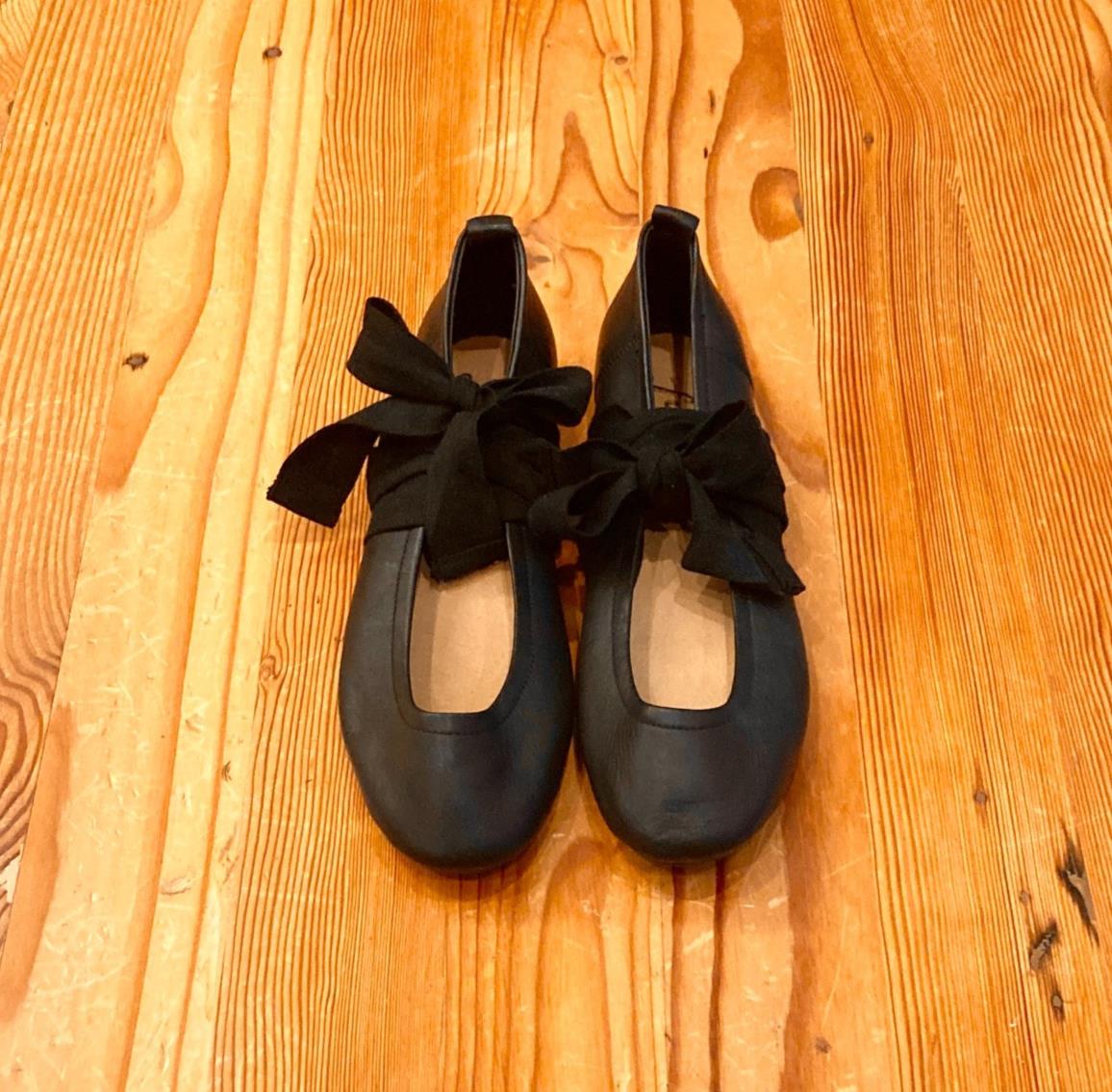 41 / 10 - Free People Black Leather Thats a Wrap Flats Ballet Shoes 0318CA