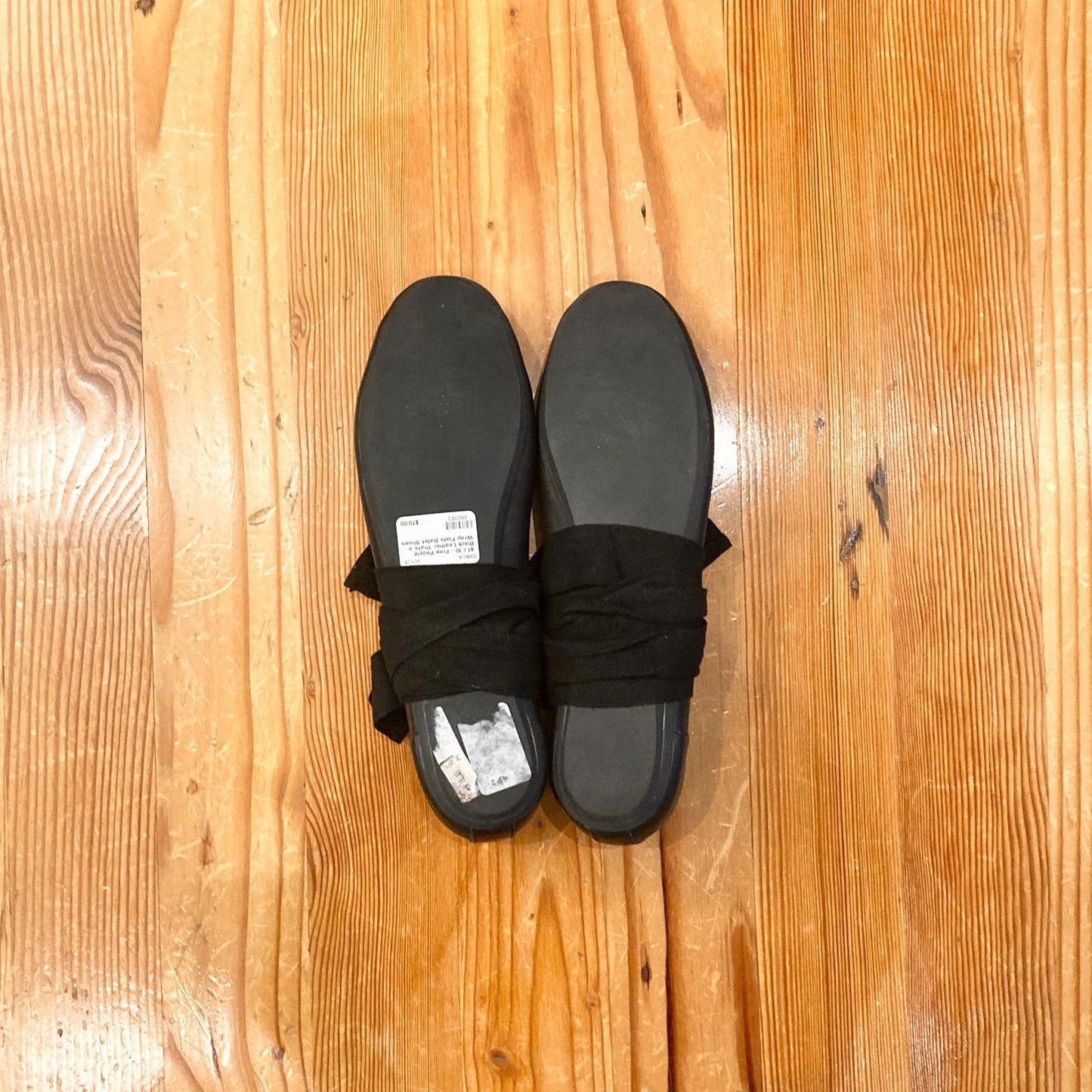 41 / 10 - Free People Black Leather Thats a Wrap Flats Ballet Shoes 0318CA