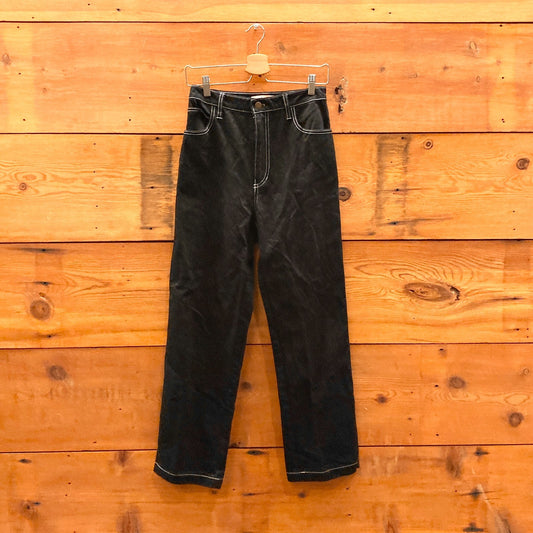 4 - Jem! $325 Black High Waisted Top Stitched Straight Leg Painters Pants 0312IG