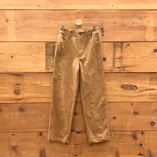 2 - Jem! $325 Brown Top Stitched High Waisted Straight Leg Painters Pants 0312IG
