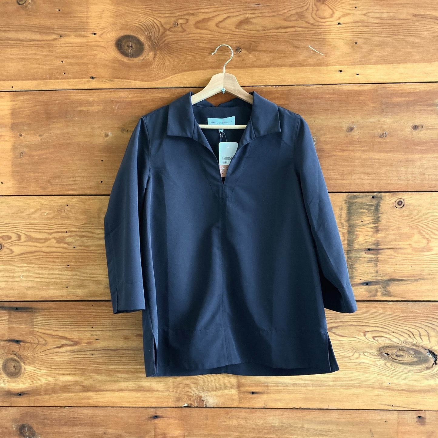 M - Tuckernuck Navy NEW Popover 3/4 Sleeve Womens Shirt Top 1031MF