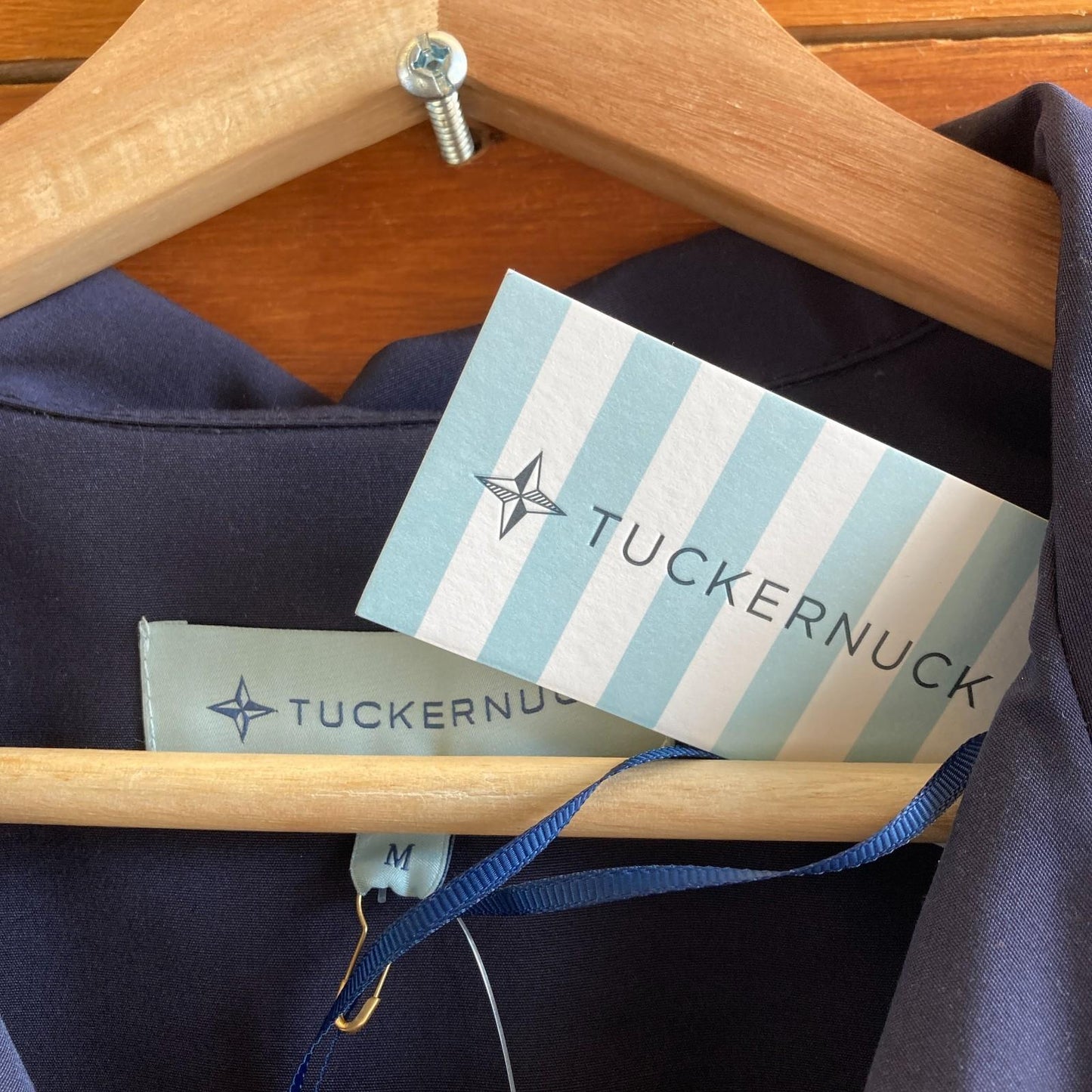 M - Tuckernuck Navy NEW Popover 3/4 Sleeve Womens Shirt Top 1031MF