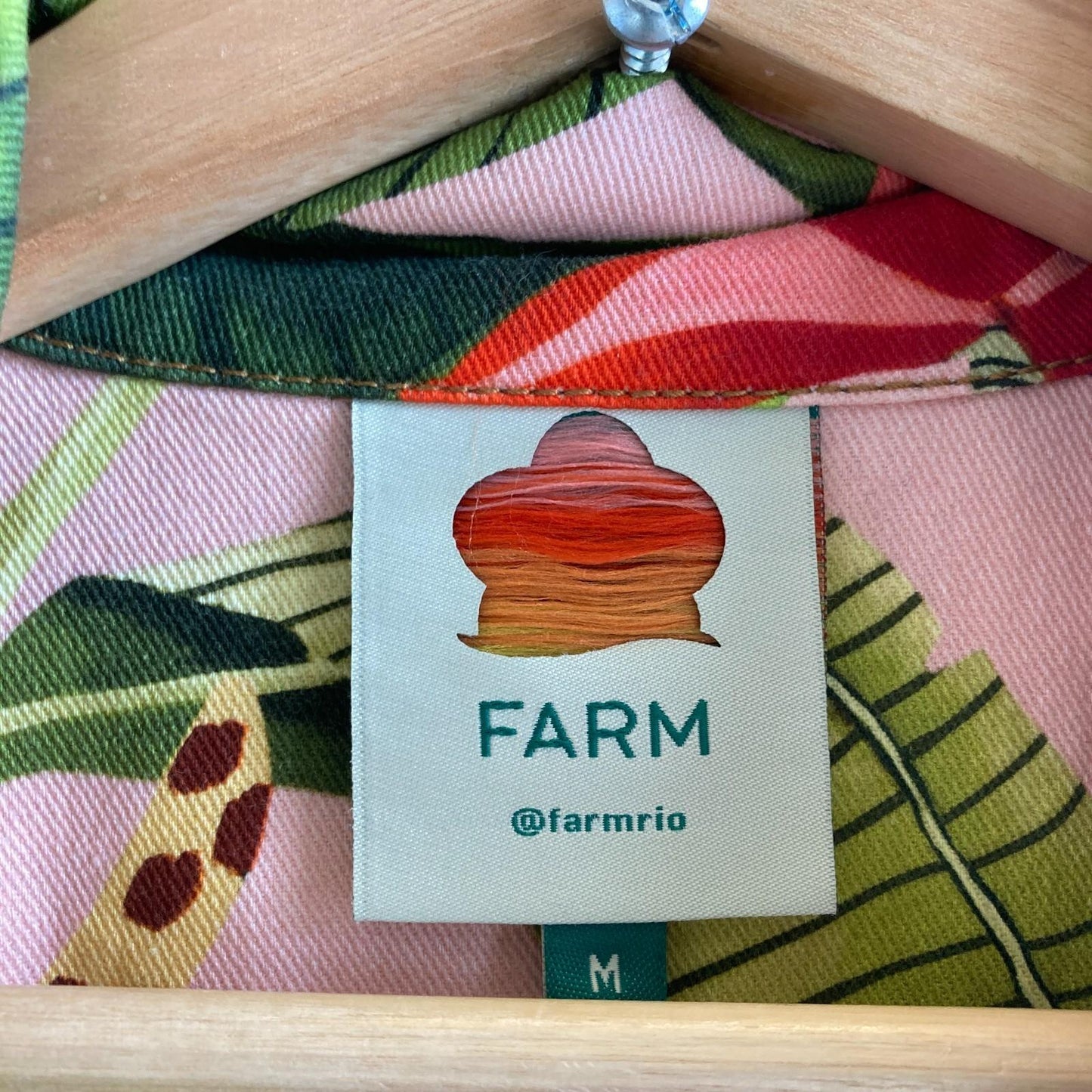 M - Farm Rio Pink Green NEW $285 Banana Leaves Snap Front Jumpsuit 1031LF