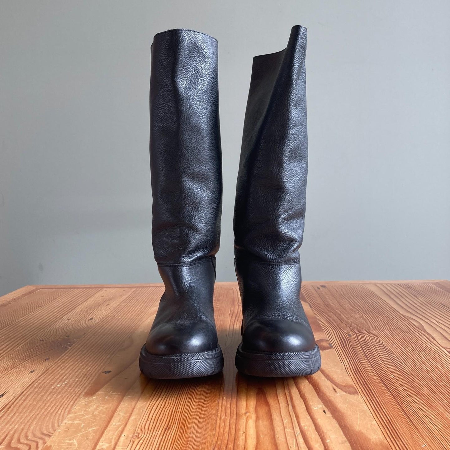 39 / 8.5-9 - BOSS Black Leather Knee High Pull-On Womens Boots 0425SV