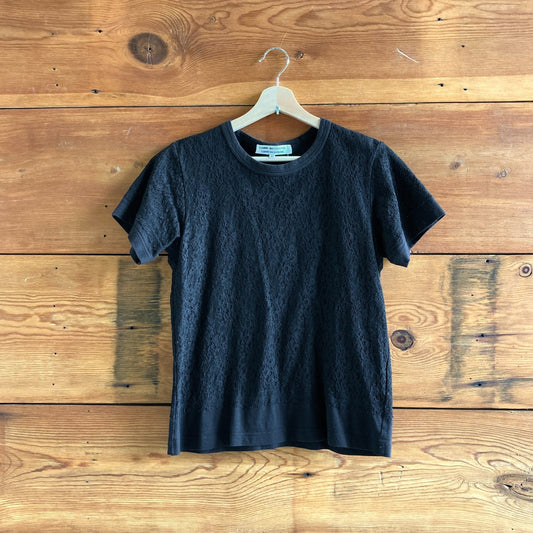 M - Comme Des Garcons Black Lace Short Sleeve Crew Neck Shirt Top 0808BB