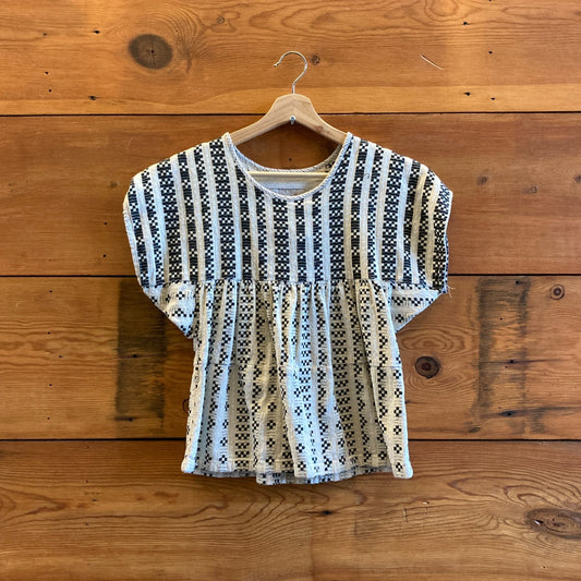 S - Ace & Jig White & Black Charm Pattern Marfa Short Sleeve Top 0417AG