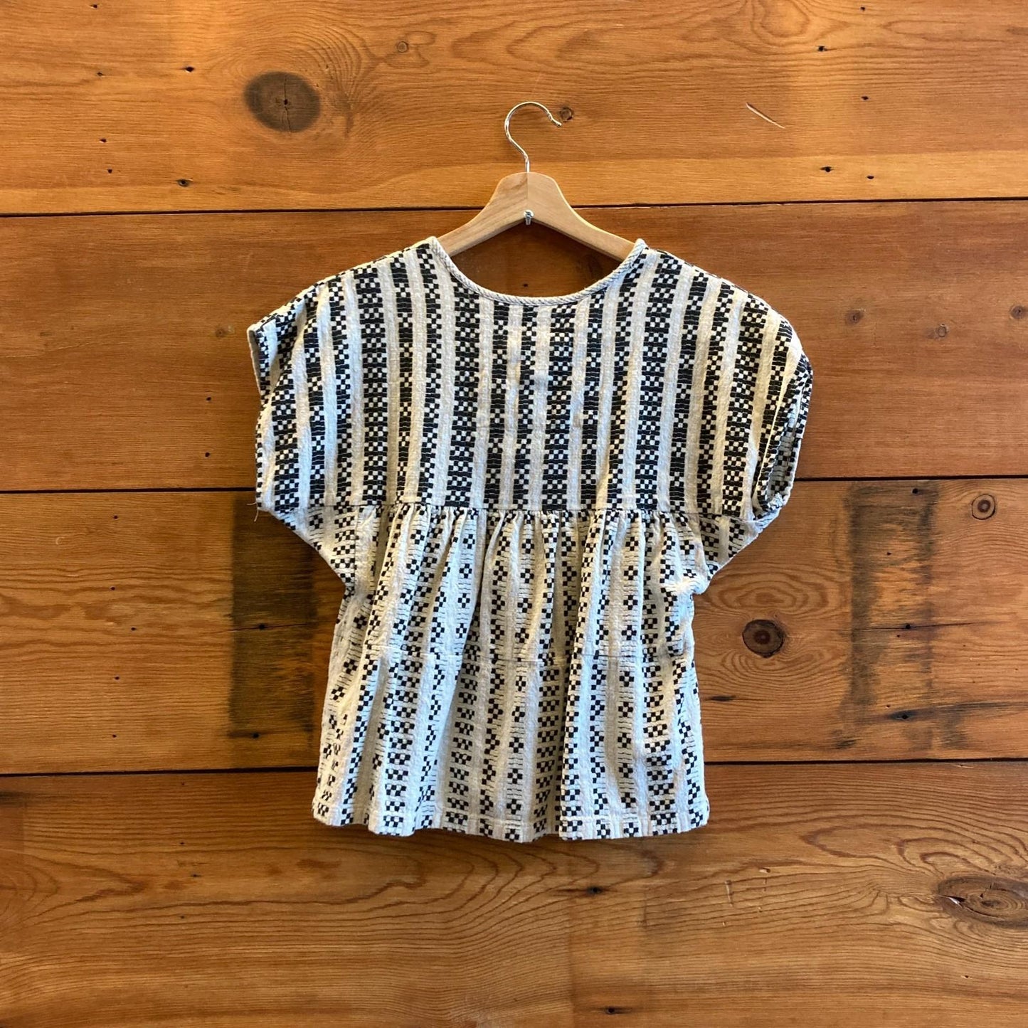 S - Ace & Jig White & Black Charm Pattern Marfa Short Sleeve Top 0417AG