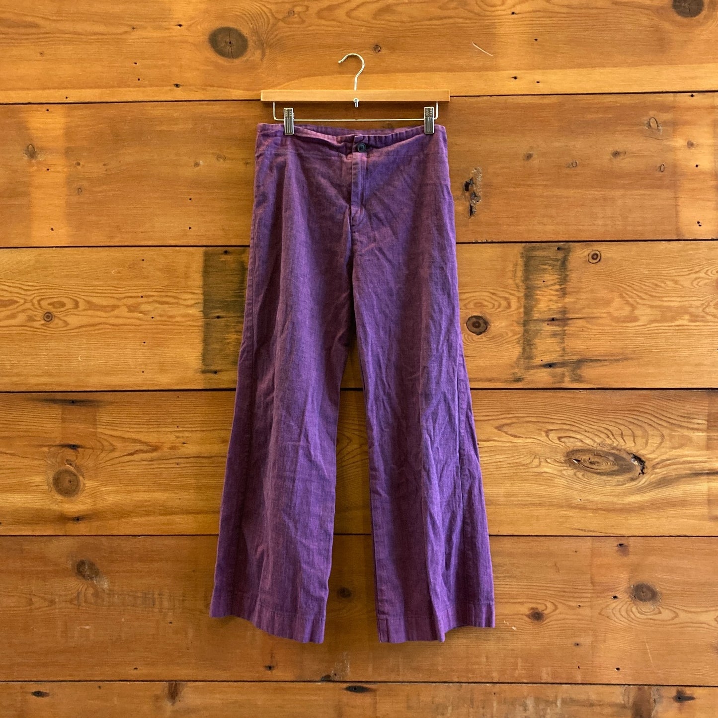 L - Prairie Underground Purple Stretch Cotton High Rise Wide Leg Pants 0806TK
