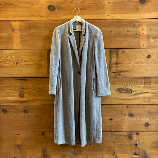 M - Forte Forte Brown White Herringbone Wool Long Coat Womens Jacket 1011SC