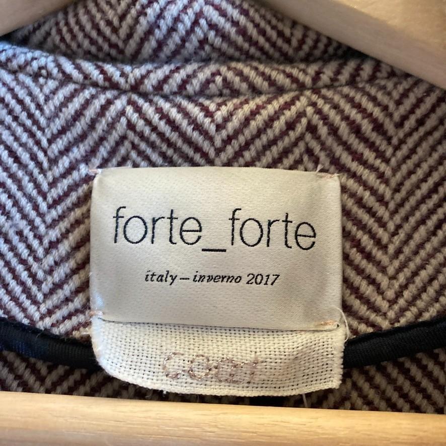 M - Forte Forte Brown White Herringbone Wool Long Coat Womens Jacket 1011SC