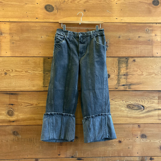 26 - We The Free by Free People Black Olsen Cuffed Barrel Jeans 0628AC