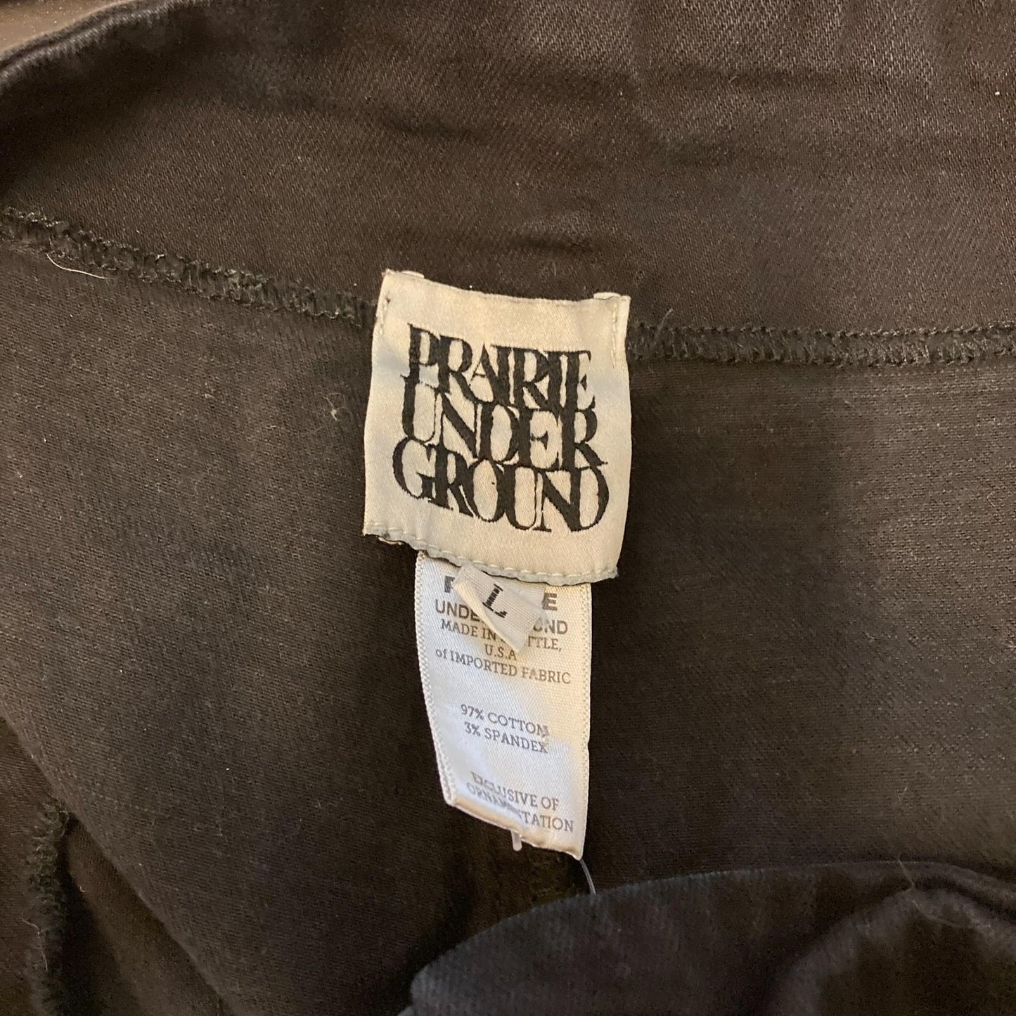 L - Prairie Underground Black Stretch Cotton High Rise Wide Leg Pants 0806TK