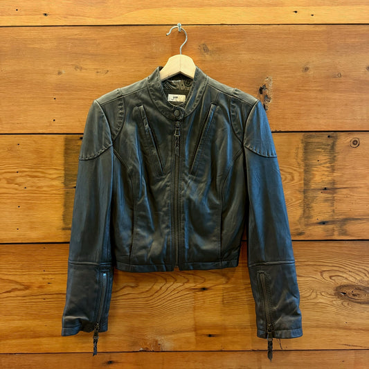 XS - June Dark Brown Leather Womens Vintage Fitted Silk Lined Jacket 0527LW