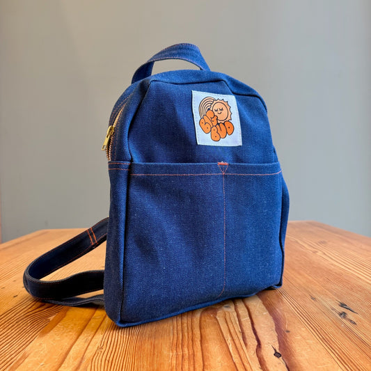 Big Bud Press Dark Wash Denim Zip Top Mini Backpack Bag 0607CC