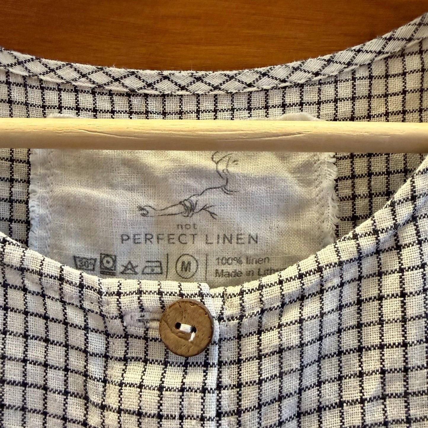 M - Not Perfect Linen White Grid Print Long Sleeve Mama Midi Dress 0519DS